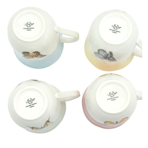 Set Of 4 Butterfly Meadow China Mugs By Lenox - Picture 3 of 8